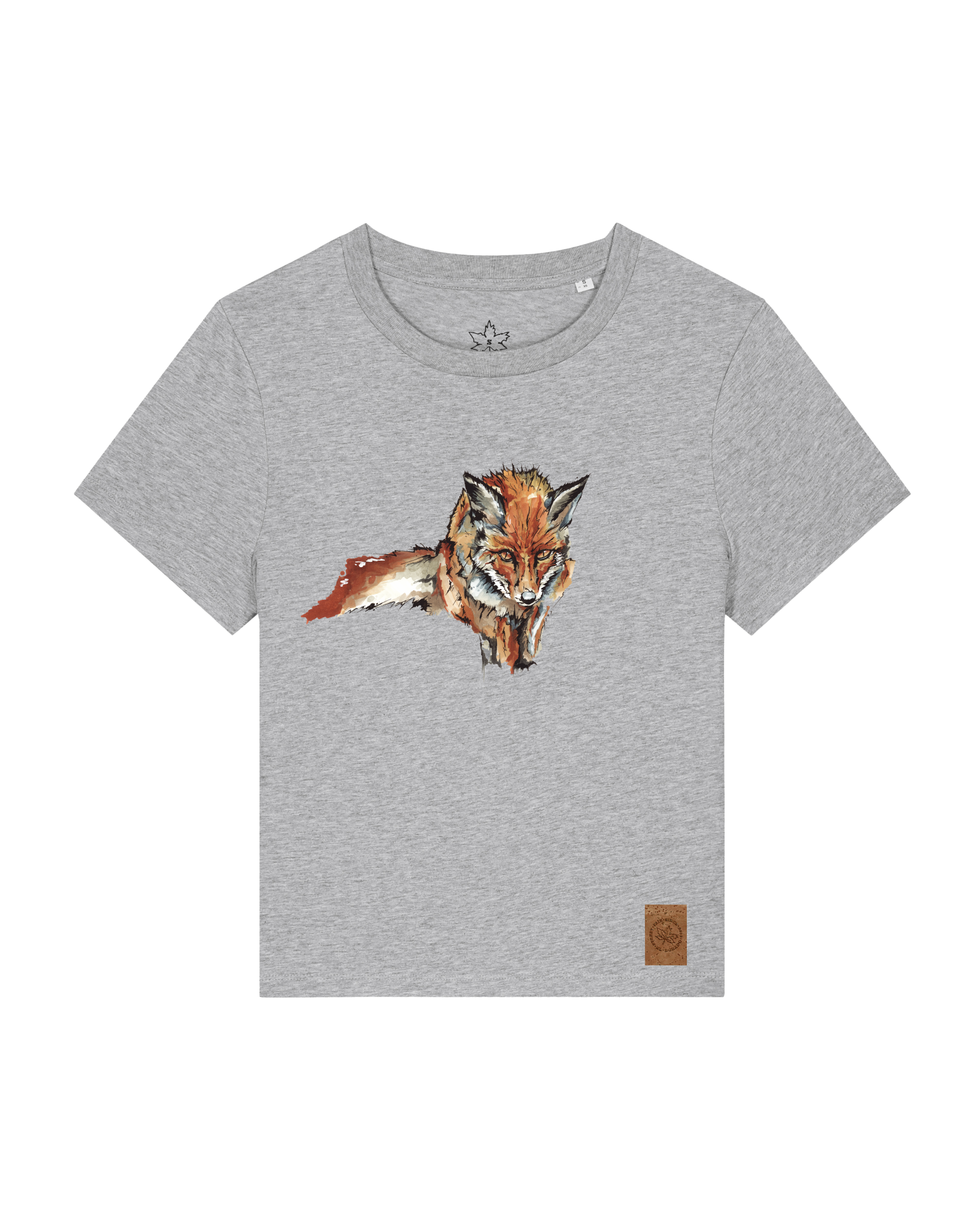 bio-female-medium fit-tshirt-fox views-sttw172-mausgrau-front