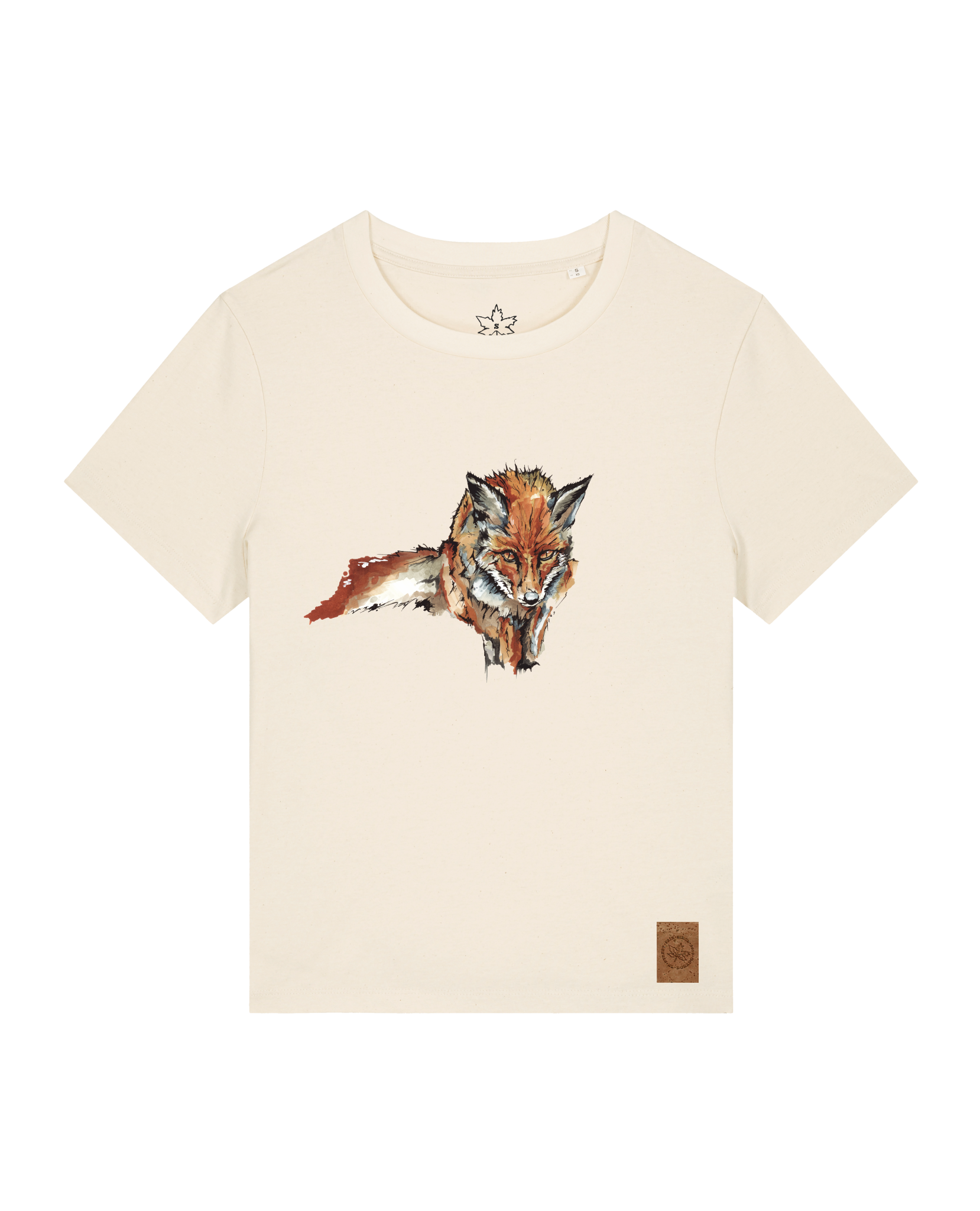 bio-female-medium fit-tshirt-fox views-sttw172-natur-front