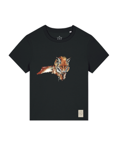 bio-female-medium fit-tshirt-fox views-sttw172-schwarz-front