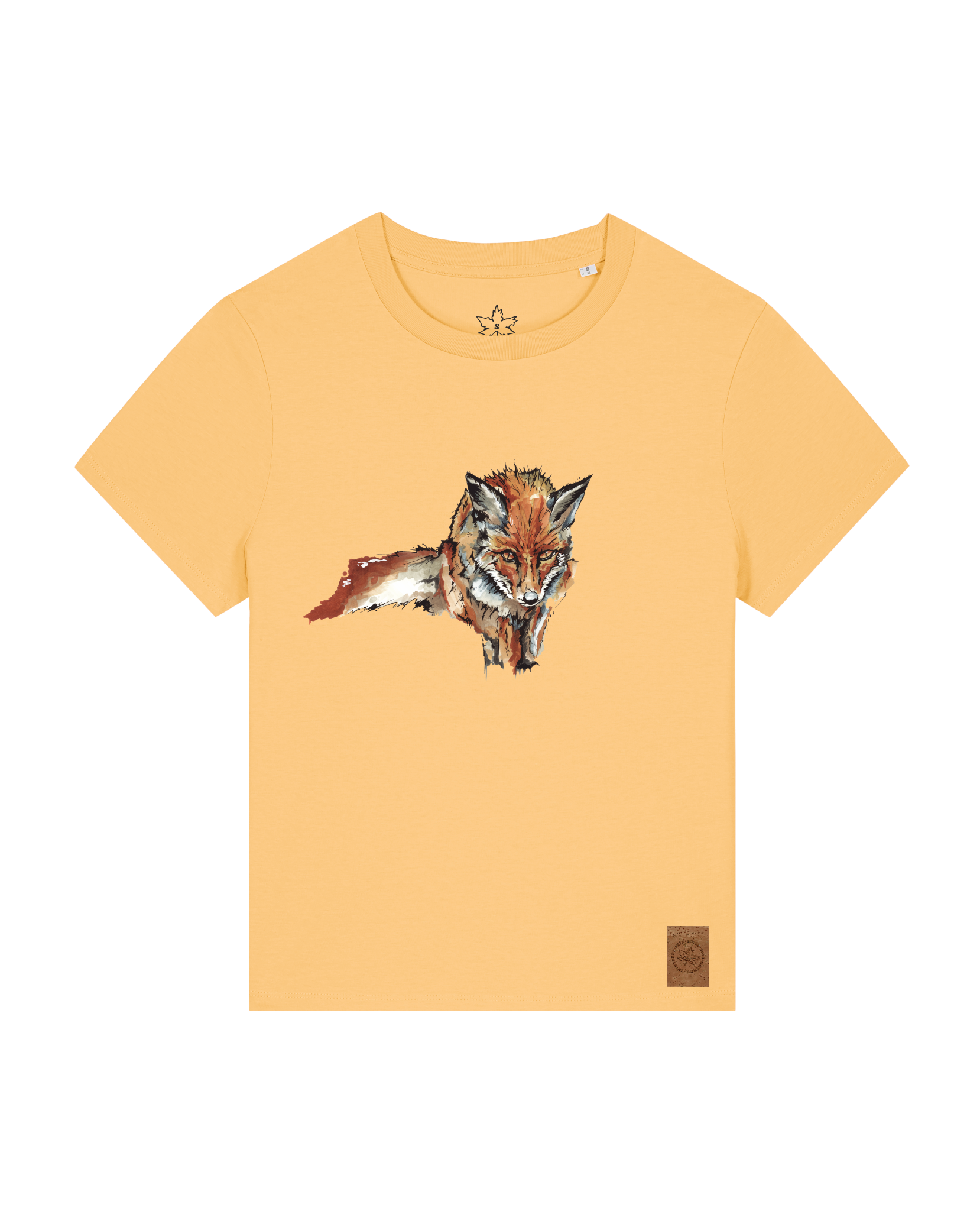 bio-female-medium fit-tshirt-fox views-sttw172-senfkorn-front