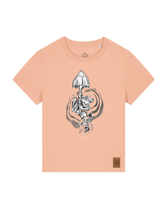 bio-female-medium fit-tshirt-frosch auf pilz-sttw172-agyptische keramik-front