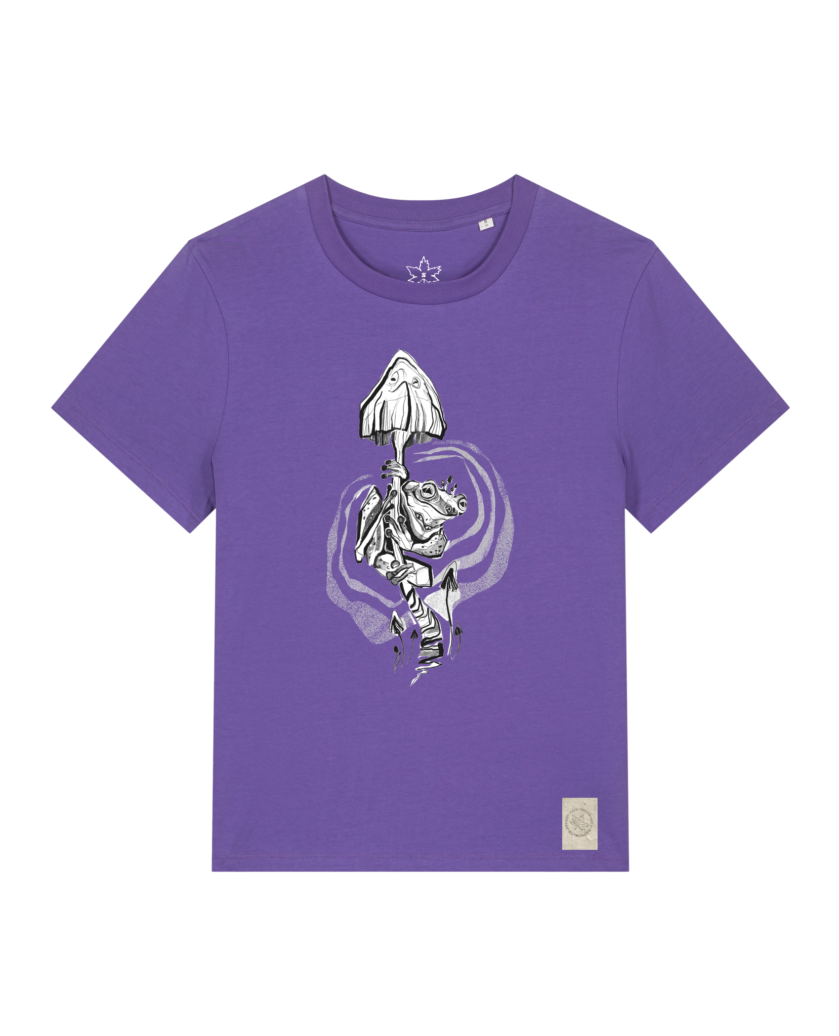 bio-female-medium fit-tshirt-frosch auf pilz-sttw172-blaukraut-front