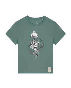 bio-female-medium fit-tshirt-frosch auf pilz-sttw172-blautanne-front