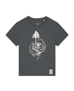 bio-female-medium fit-tshirt-frosch auf pilz-sttw172-eisen-front