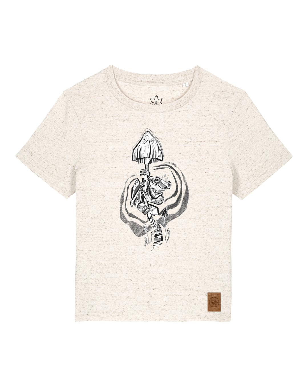 bio-female-medium fit-tshirt-frosch auf pilz-sttw172-elbsandstein-front