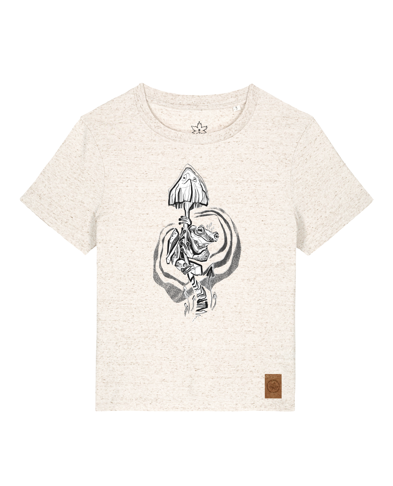 bio-female-medium fit-tshirt-frosch auf pilz-sttw172-elbsandstein-front
