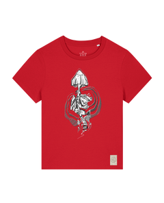 bio-female-medium fit-tshirt-frosch auf pilz-sttw172-erdbeere-front