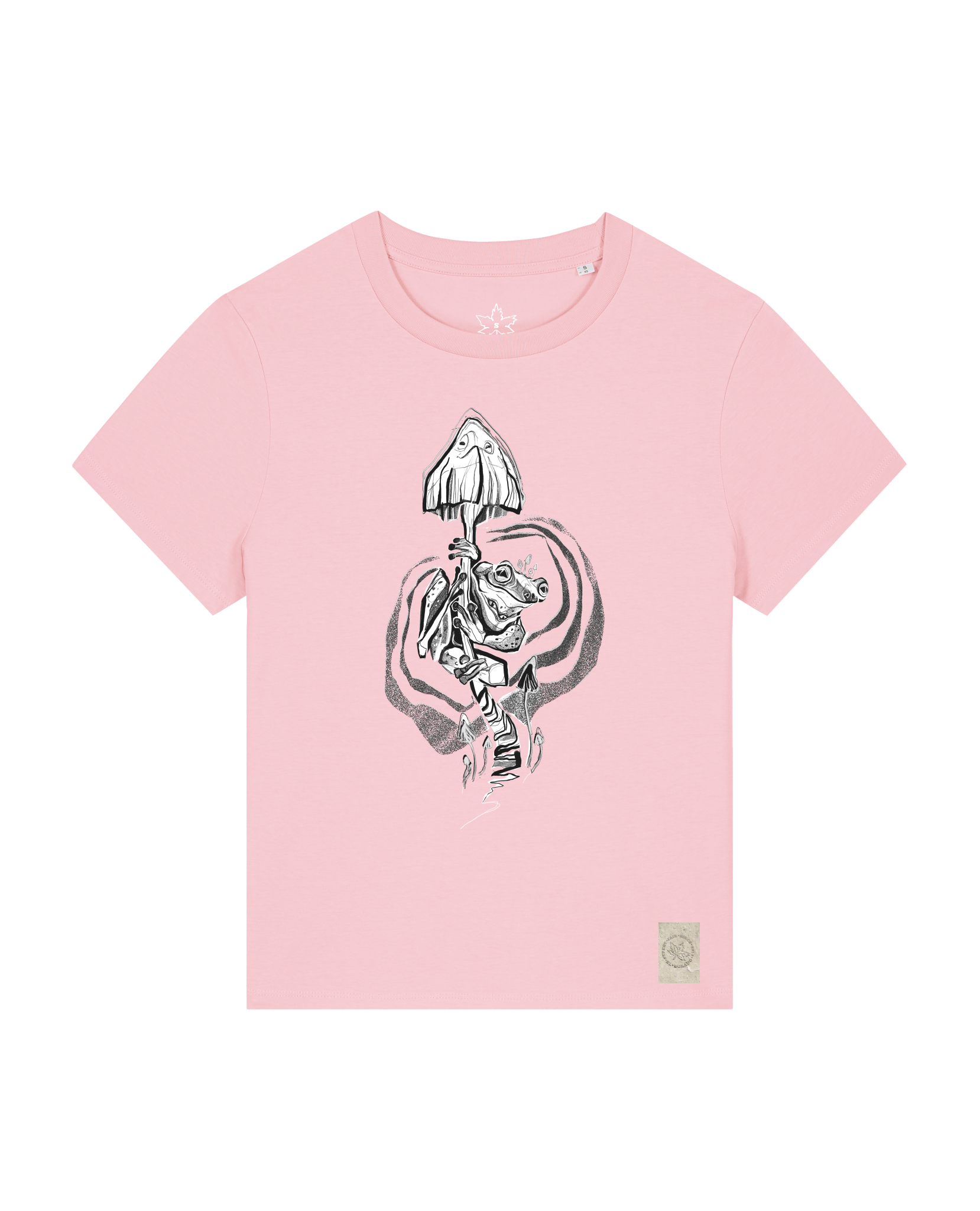 bio-female-medium fit-tshirt-frosch auf pilz-sttw172-flamingo-front