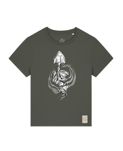 bio-female-medium fit-tshirt-frosch auf pilz-sttw172-grunkohl-front