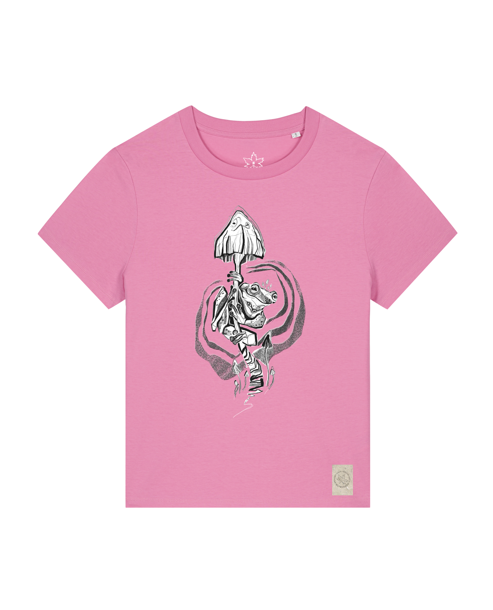 bio-female-medium fit-tshirt-frosch auf pilz-sttw172-kaugummi-front
