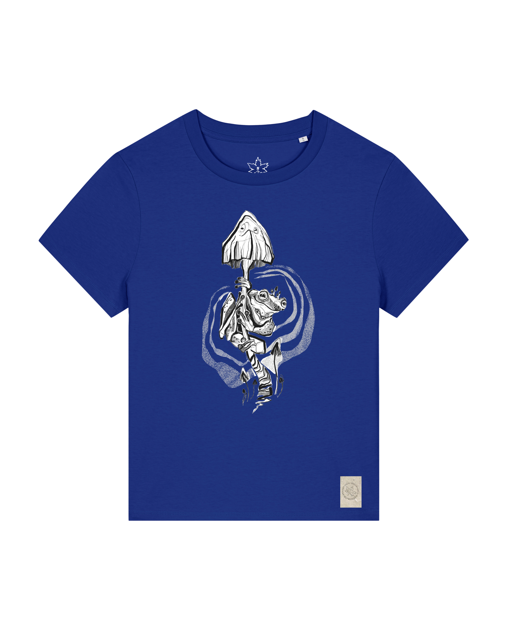 bio-female-medium fit-tshirt-frosch auf pilz-sttw172-kornblume-front