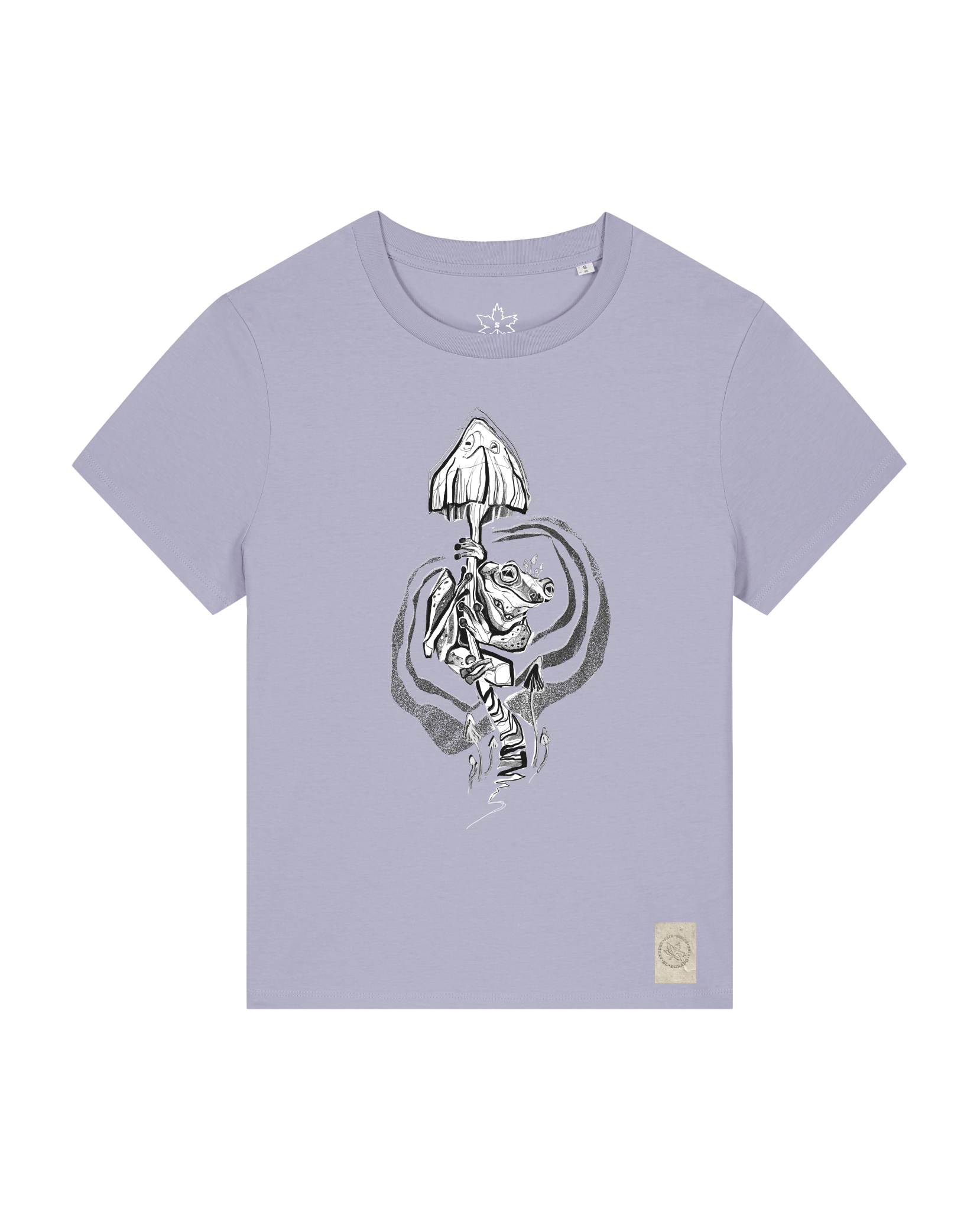 bio-female-medium fit-tshirt-frosch auf pilz-sttw172-lavender-front