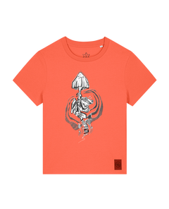 bio-female-medium fit-tshirt-frosch auf pilz-sttw172-mandarine-front