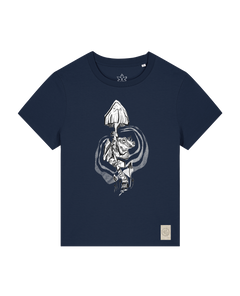 bio-female-medium fit-tshirt-frosch auf pilz-sttw172-marine-front