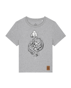 bio-female-medium fit-tshirt-frosch auf pilz-sttw172-mausgrau-front