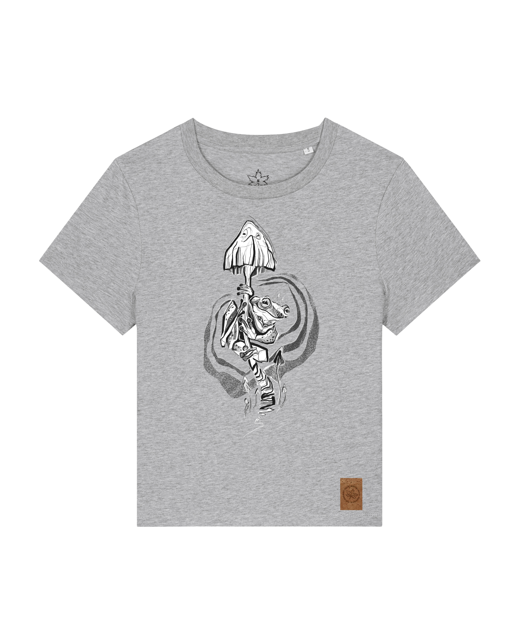 bio-female-medium fit-tshirt-frosch auf pilz-sttw172-mausgrau-front