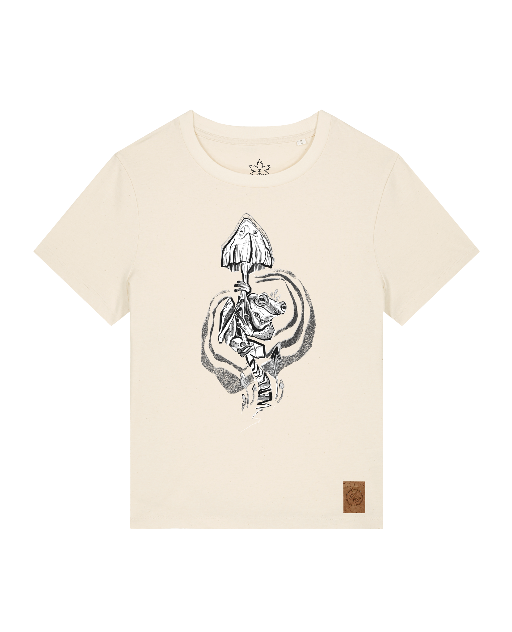 bio-female-medium fit-tshirt-frosch auf pilz-sttw172-natur-front