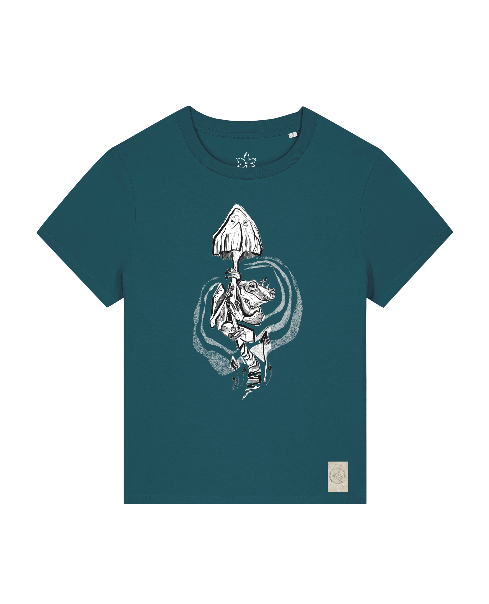 bio-female-medium fit-tshirt-frosch auf pilz-sttw172-nordmanntanne-front