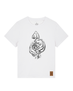 bio-female-medium fit-tshirt-frosch auf pilz-sttw172-weiß-front