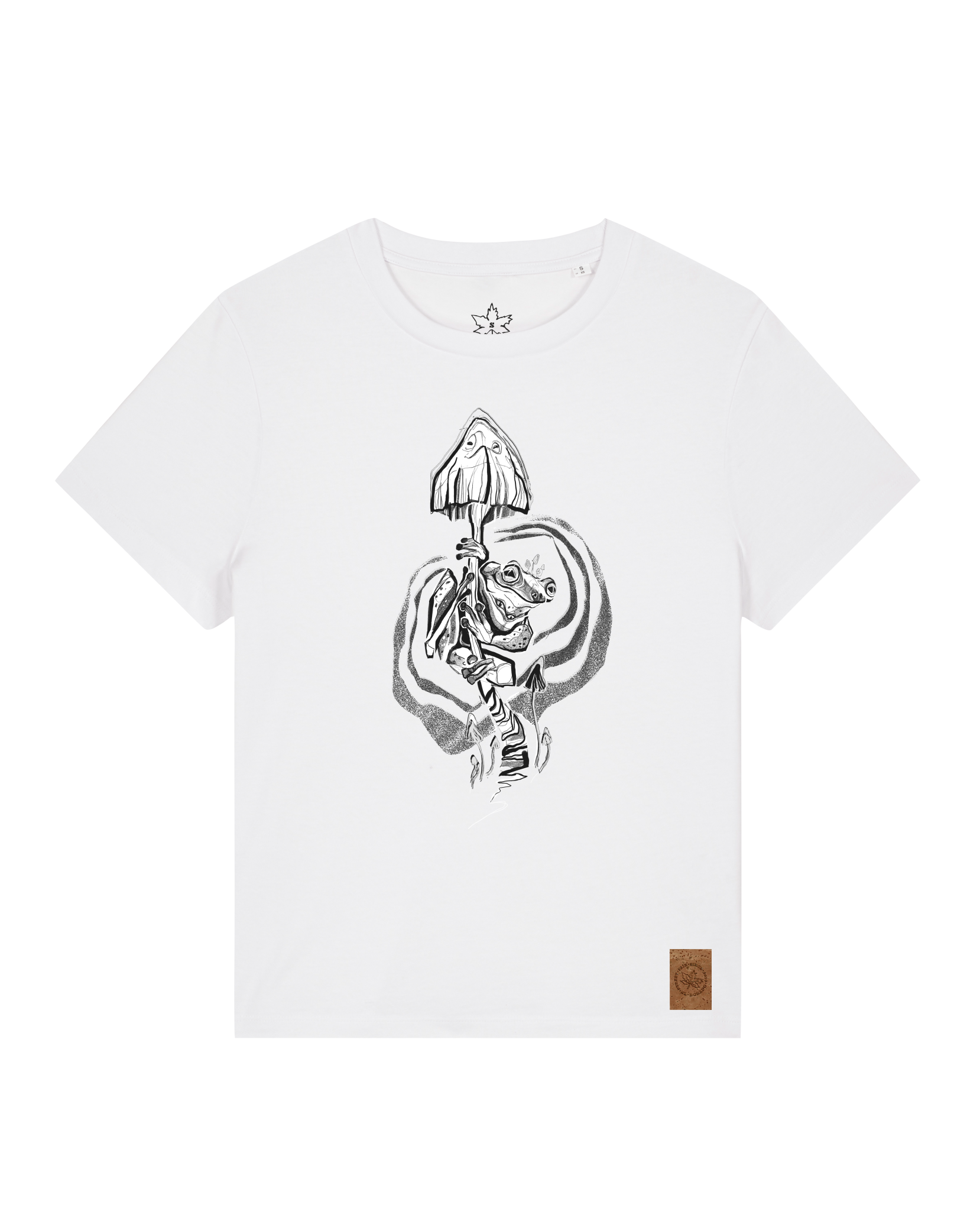 bio-female-medium fit-tshirt-frosch auf pilz-sttw172-weiß-front