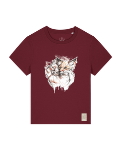 bio-female-medium fit-tshirt-fuchspaar-sttw172-burgunder rot-front