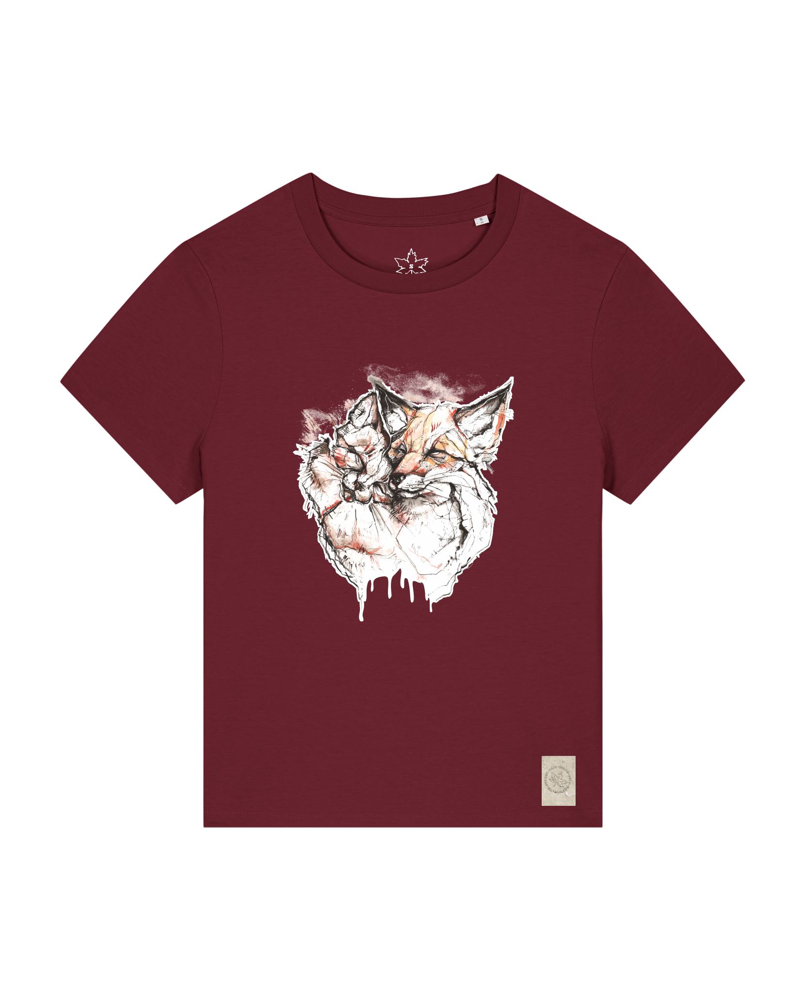 bio-female-medium fit-tshirt-fuchspaar-sttw172-burgunder rot-front