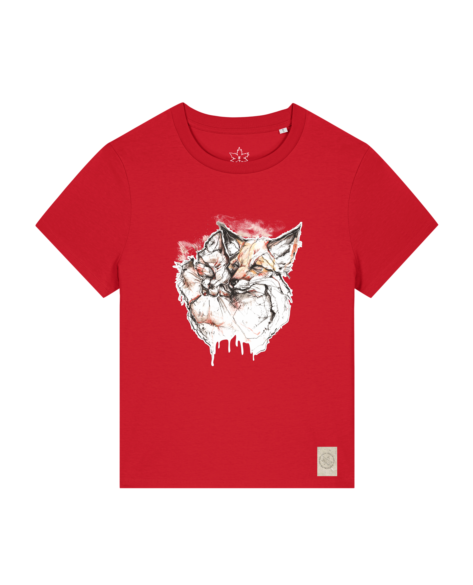 bio-female-medium fit-tshirt-fuchspaar-sttw172-erdbeere-front