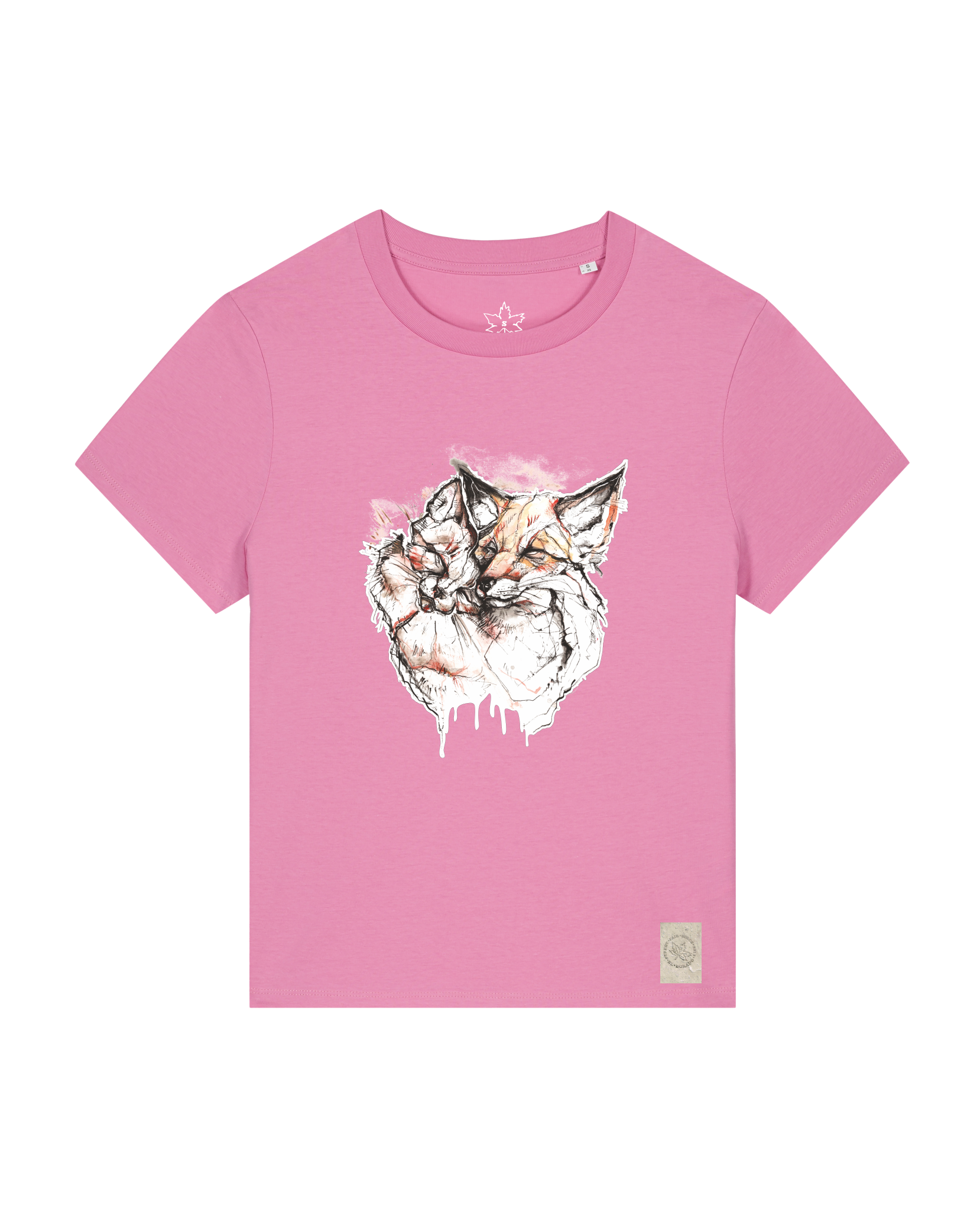 bio-female-medium fit-tshirt-fuchspaar-sttw172-kaugummi-front