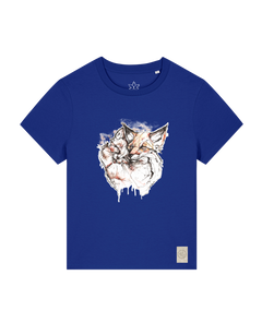 bio-female-medium fit-tshirt-fuchspaar-sttw172-kornblume-front