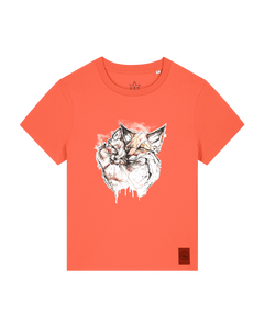 bio-female-medium fit-tshirt-fuchspaar-sttw172-mandarine-front