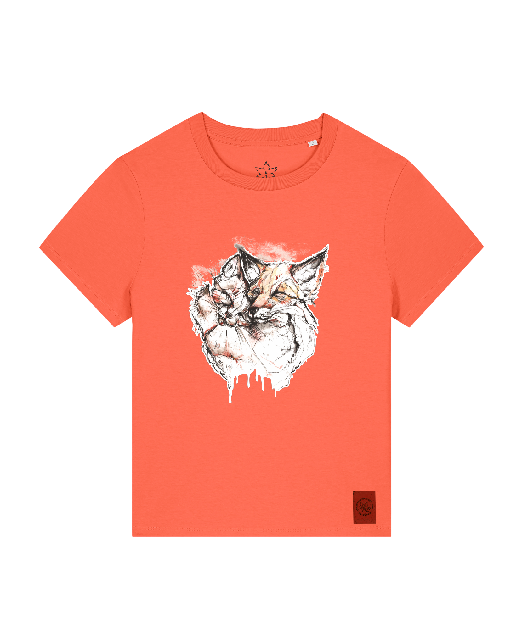 bio-female-medium fit-tshirt-fuchspaar-sttw172-mandarine-front
