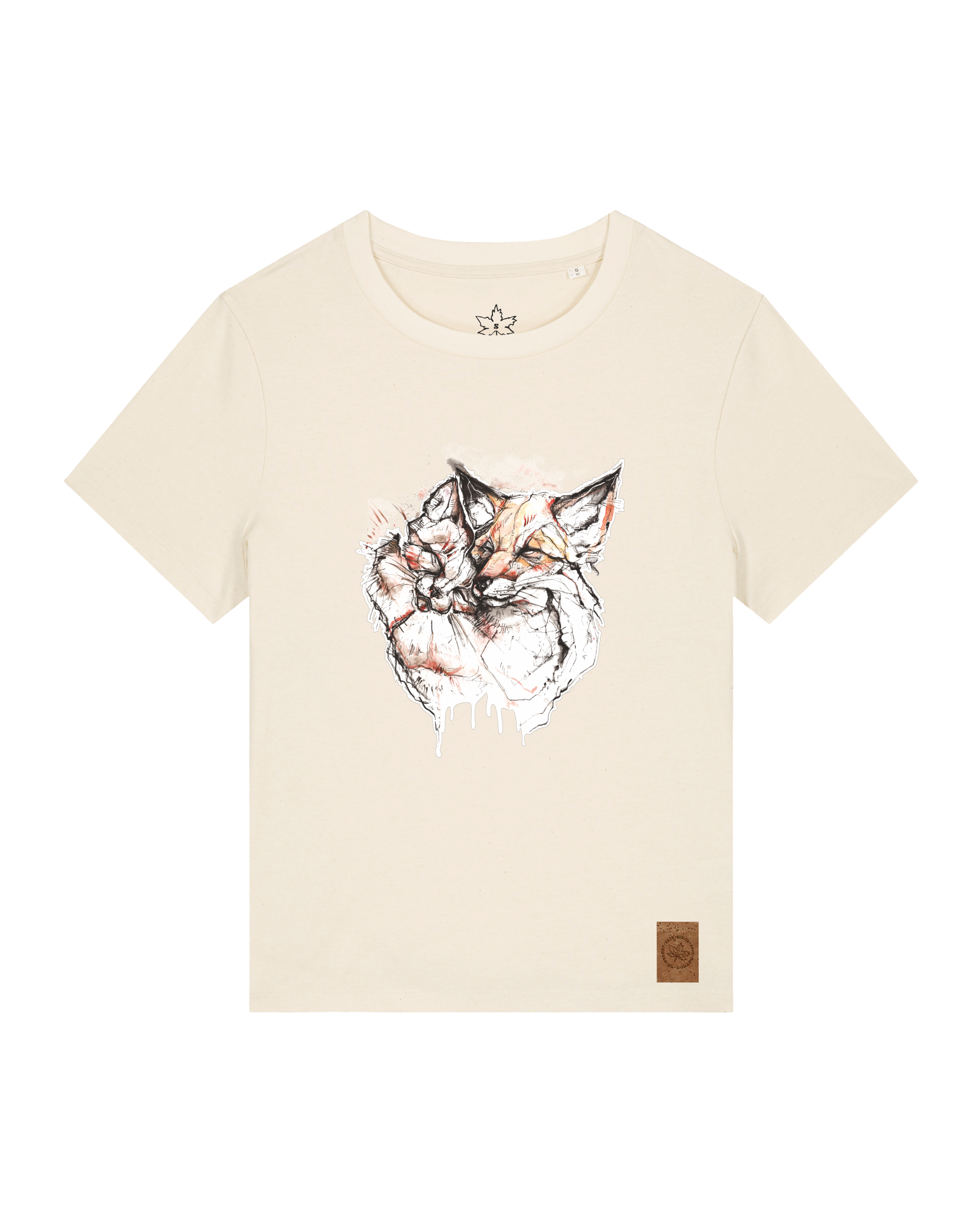 bio-female-medium fit-tshirt-fuchspaar-sttw172-natur-front