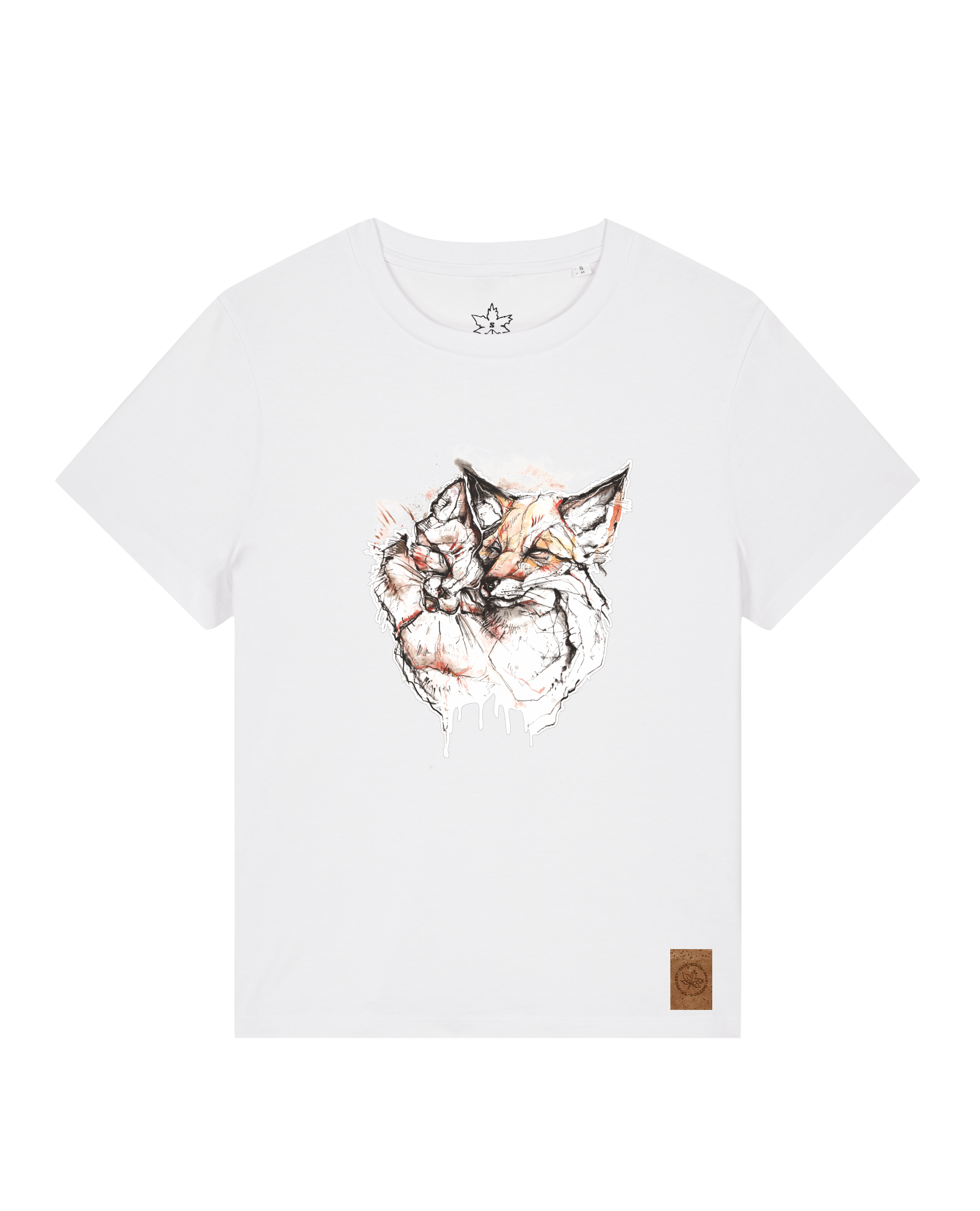 bio-female-medium fit-tshirt-fuchspaar-sttw172-weiß-front