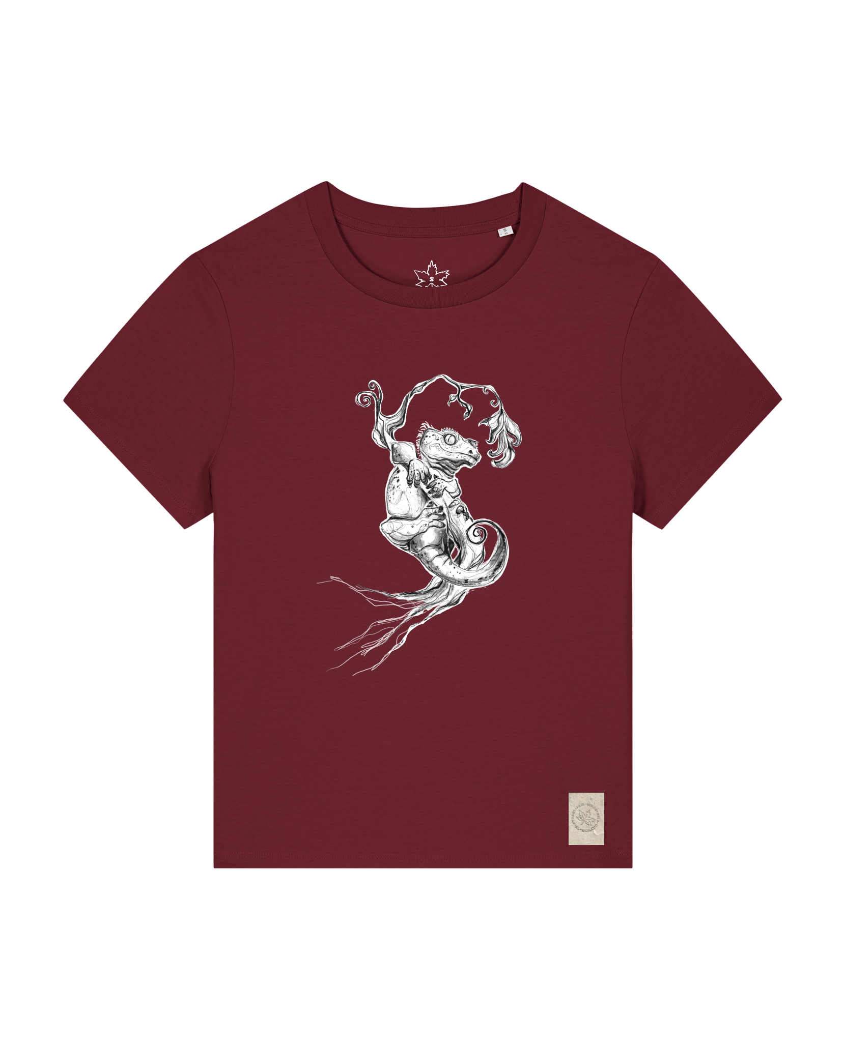 bio-female-medium fit-tshirt-gecko-sttw172-burgunder rot-front
