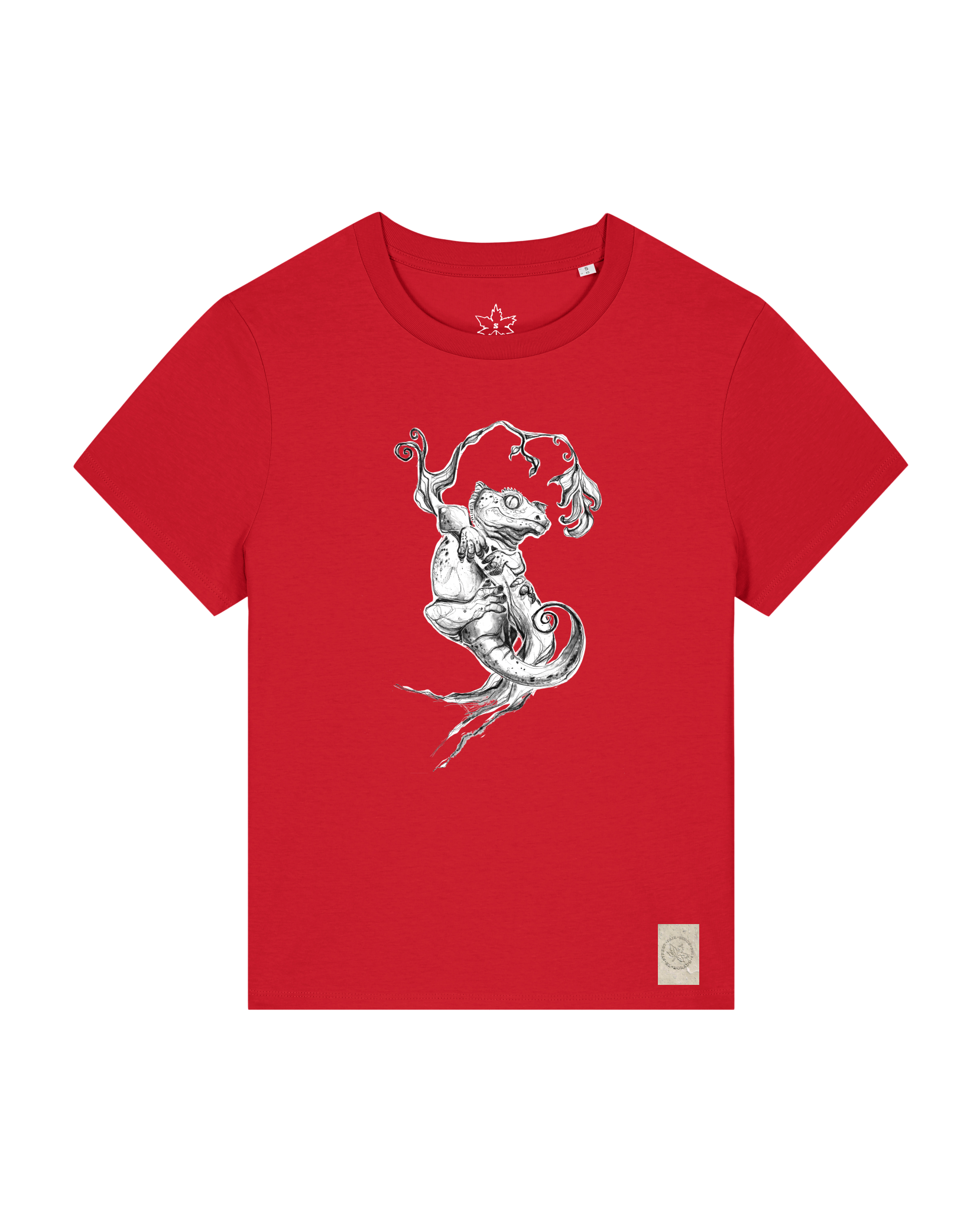bio-female-medium fit-tshirt-gecko-sttw172-erdbeere-front