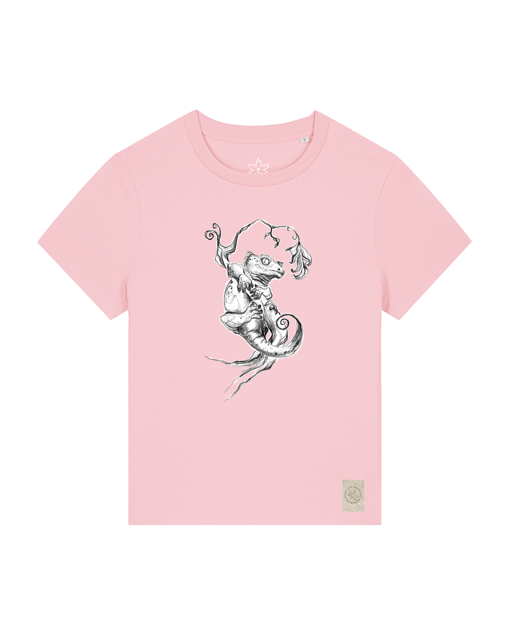 bio-female-medium fit-tshirt-gecko-sttw172-flamingo-front