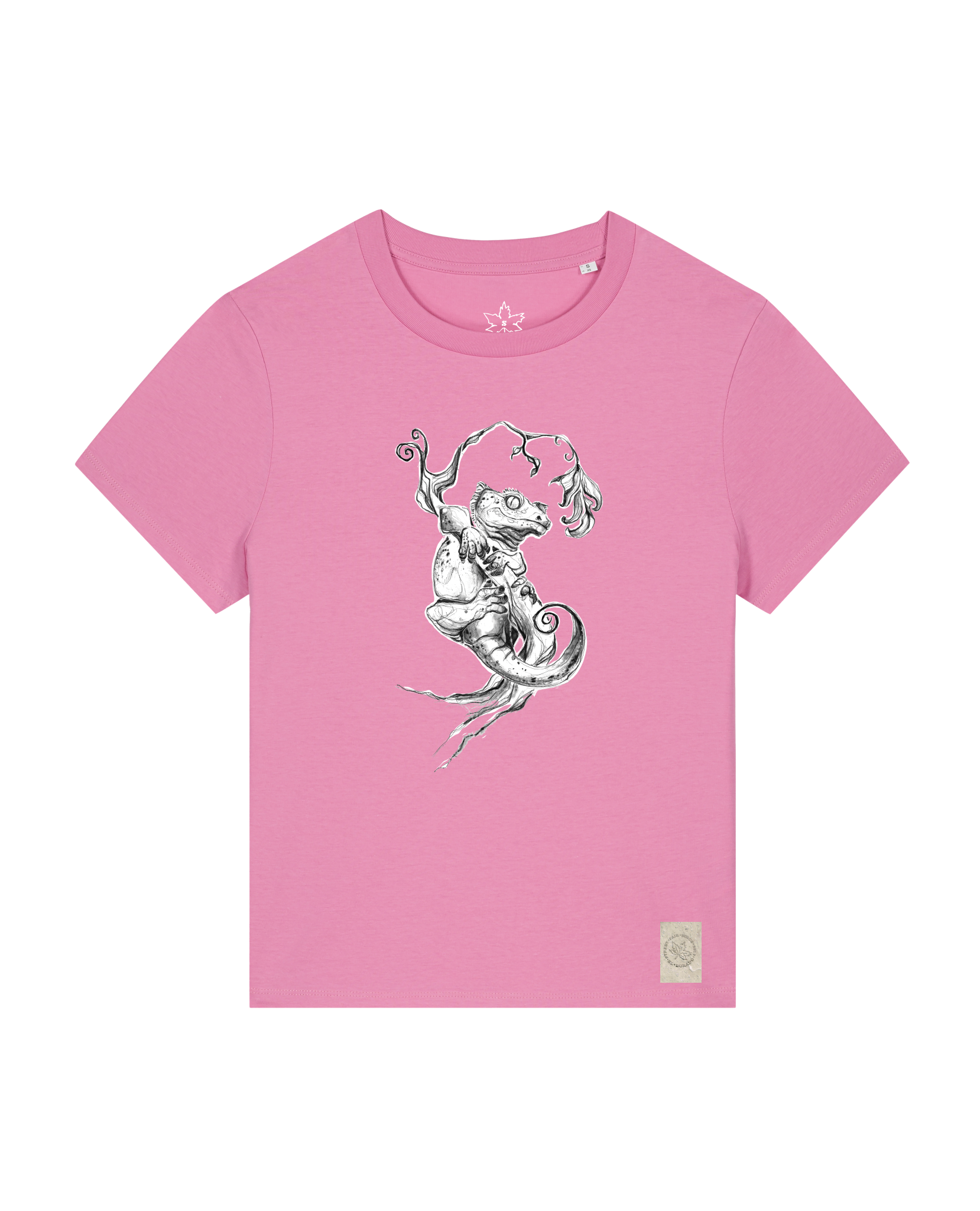bio-female-medium fit-tshirt-gecko-sttw172-kaugummi-front