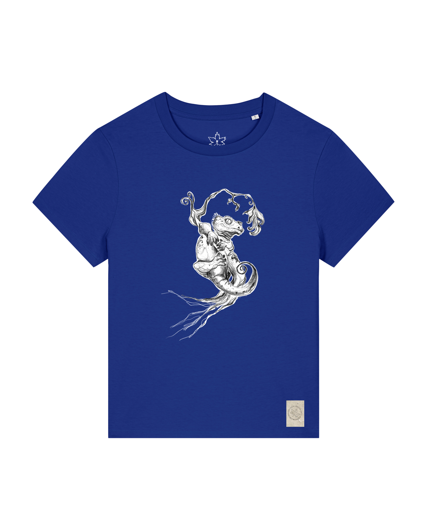 bio-female-medium fit-tshirt-gecko-sttw172-kornblume-front