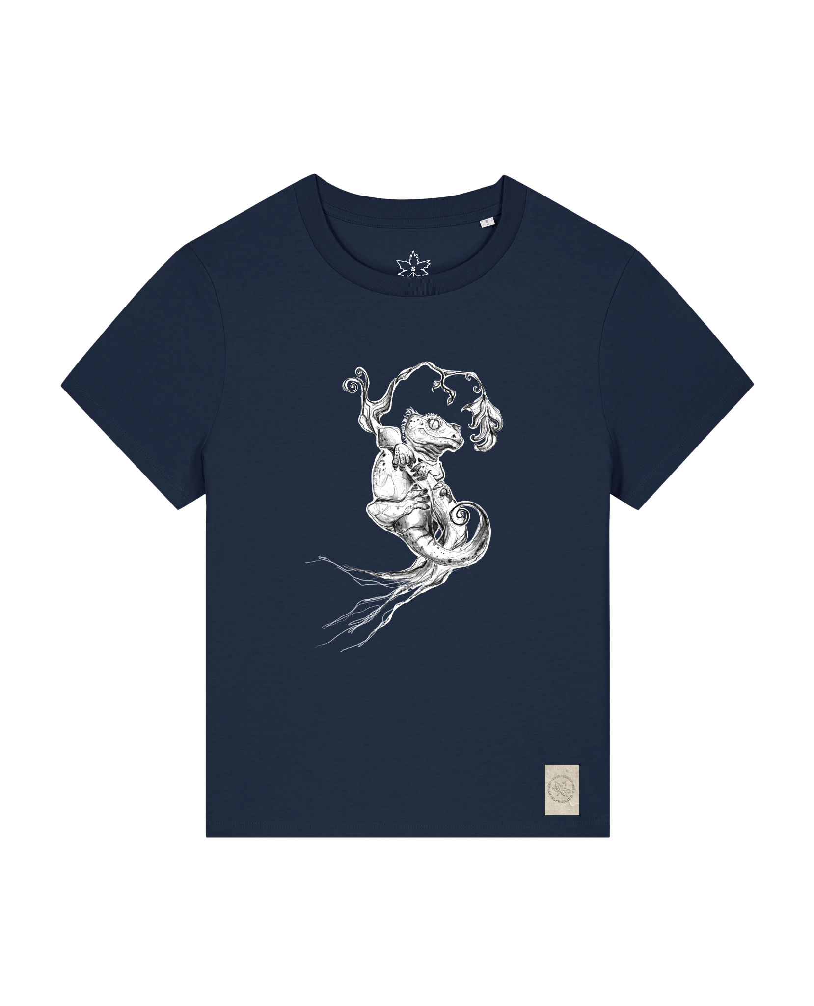 bio-female-medium fit-tshirt-gecko-sttw172-marine-front