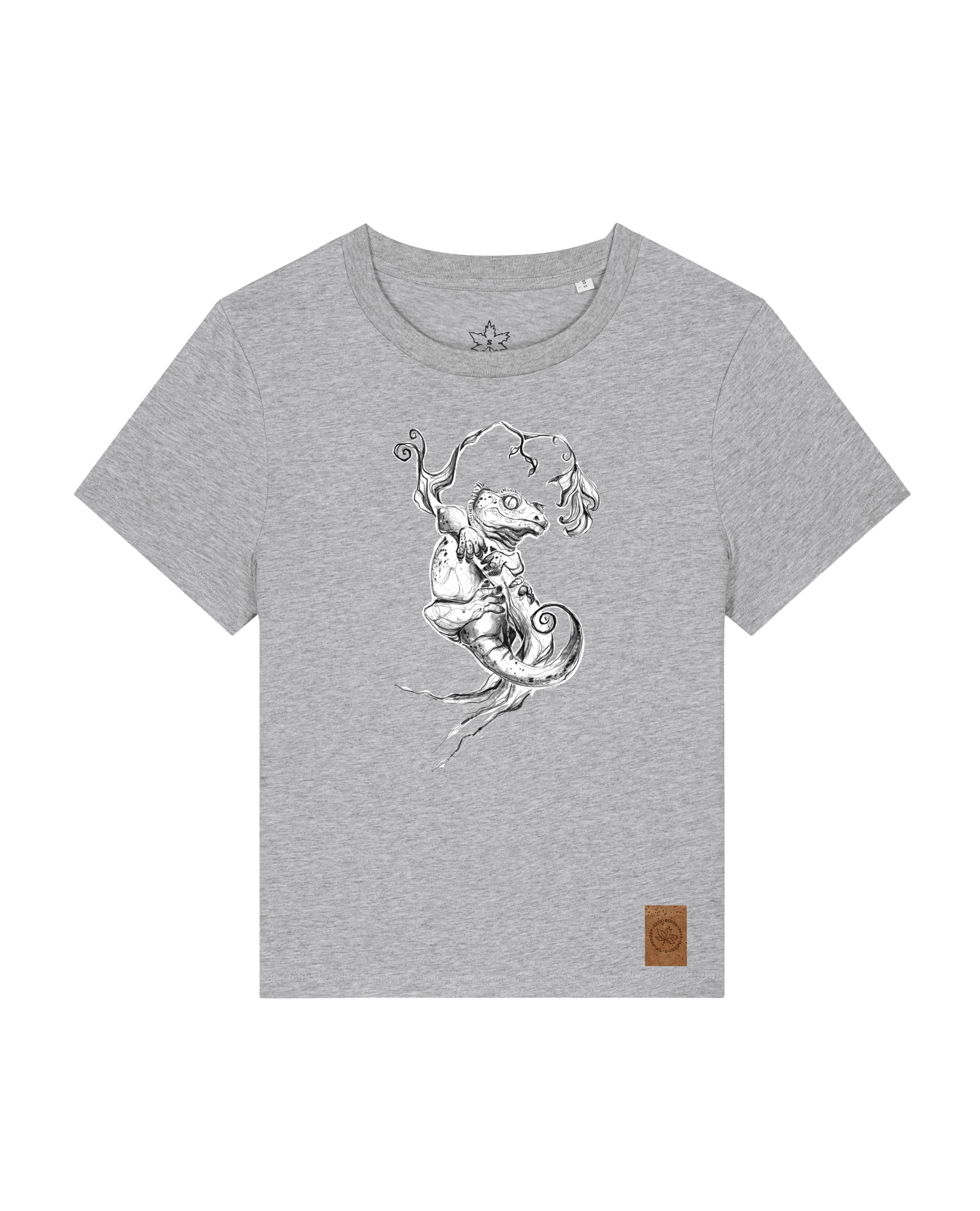 bio-female-medium fit-tshirt-gecko-sttw172-mausgrau-front