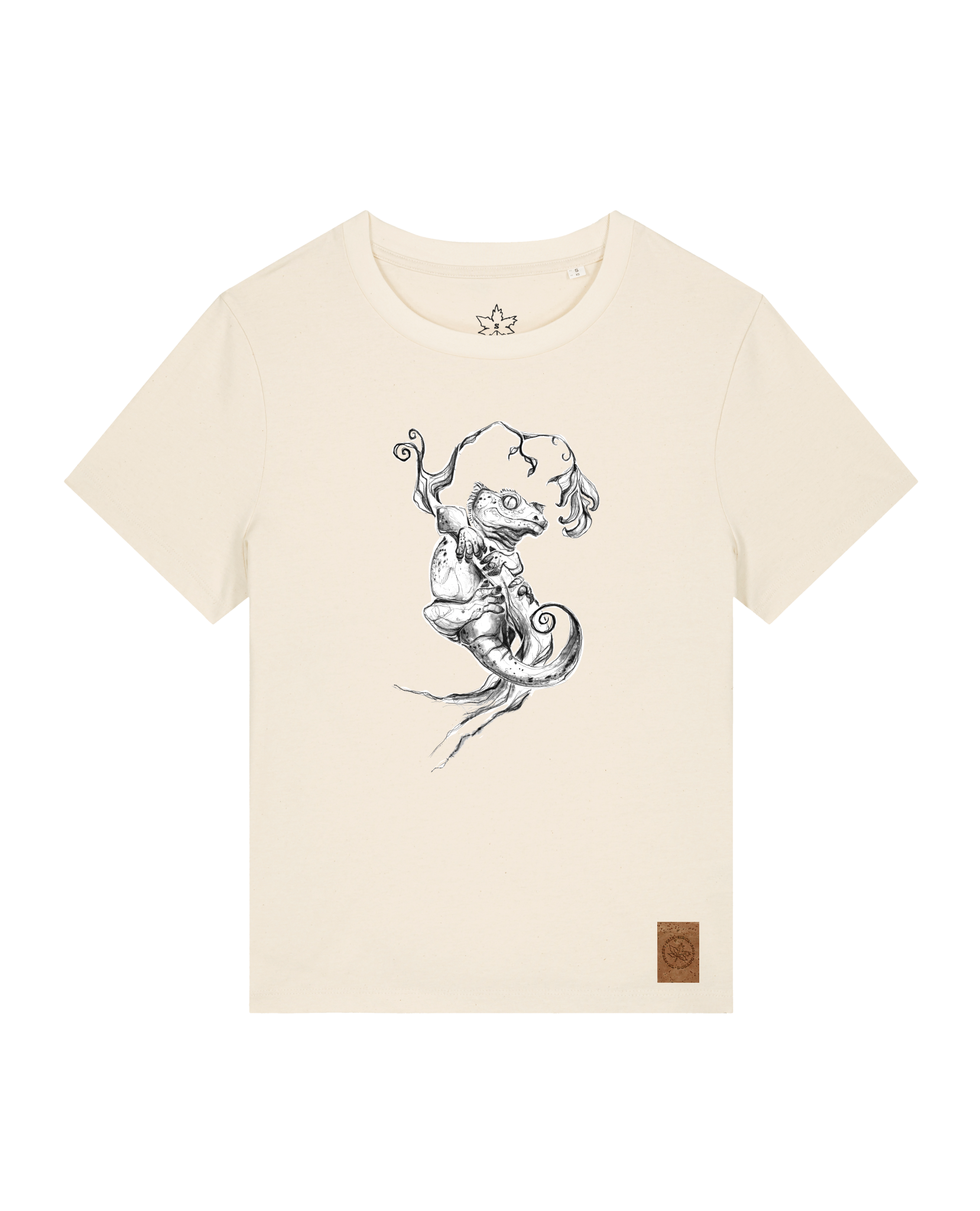 bio-female-medium fit-tshirt-gecko-sttw172-natur-front