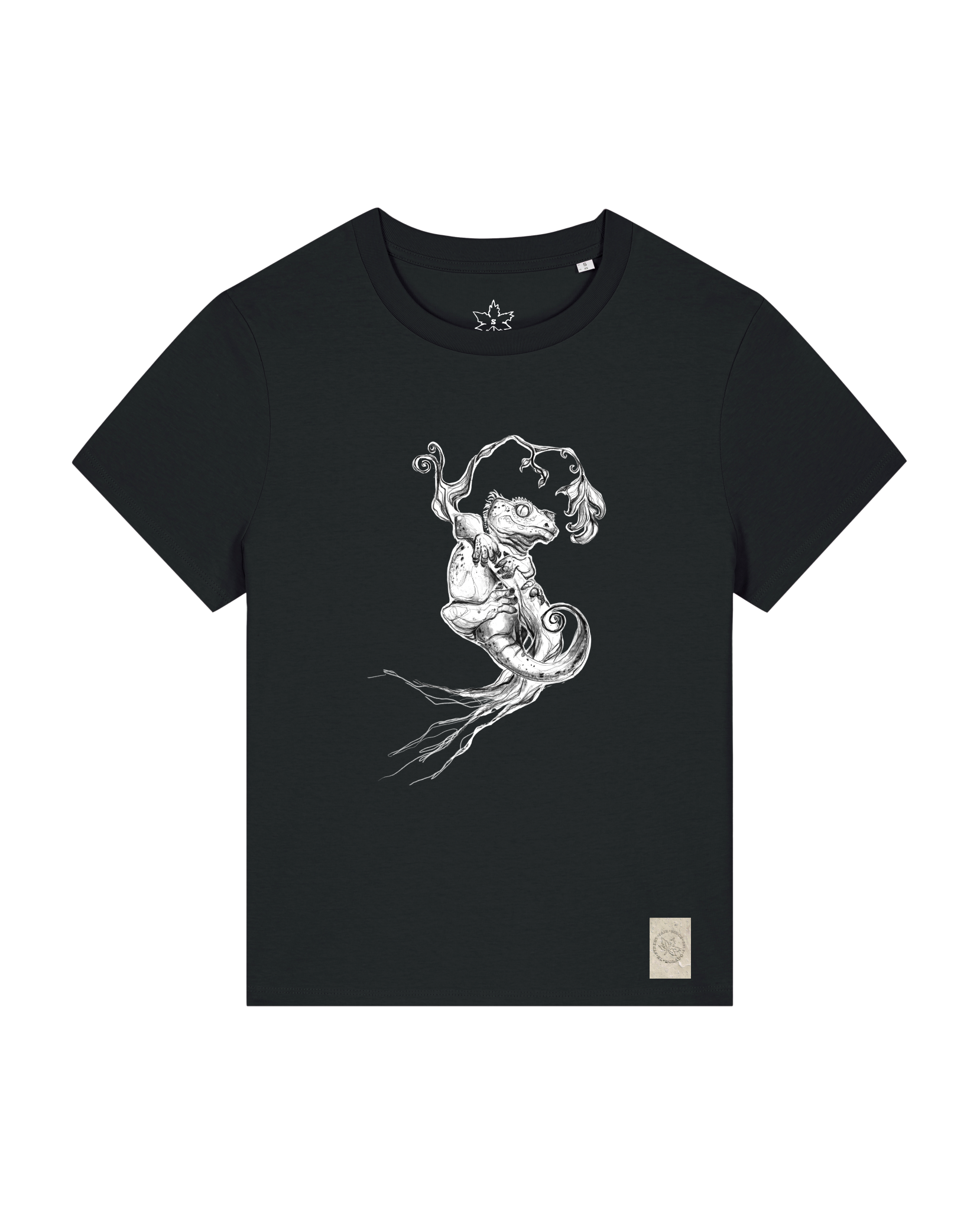 bio-female-medium fit-tshirt-gecko-sttw172-schwarz-front