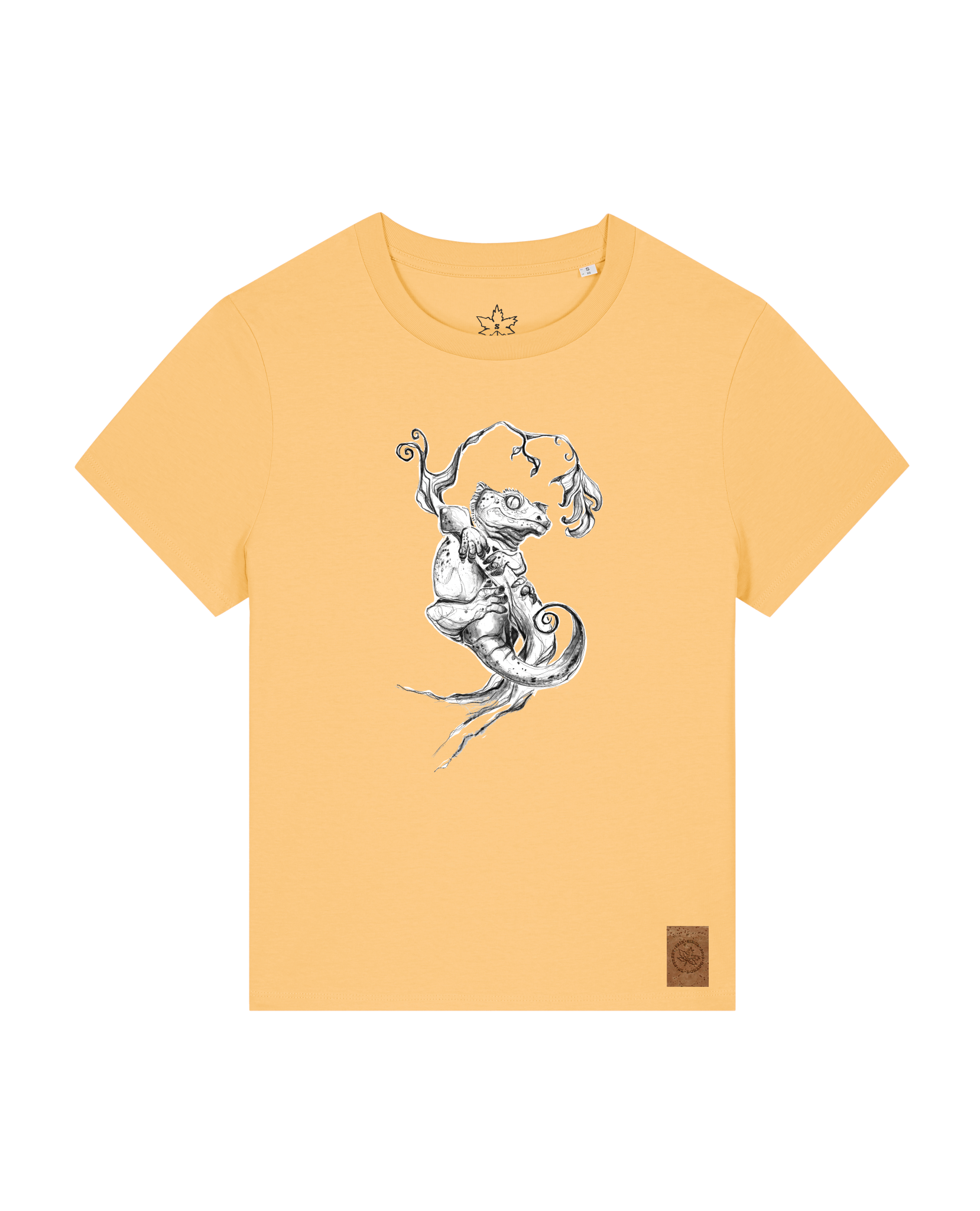 bio-female-medium fit-tshirt-gecko-sttw172-senfkorn-front