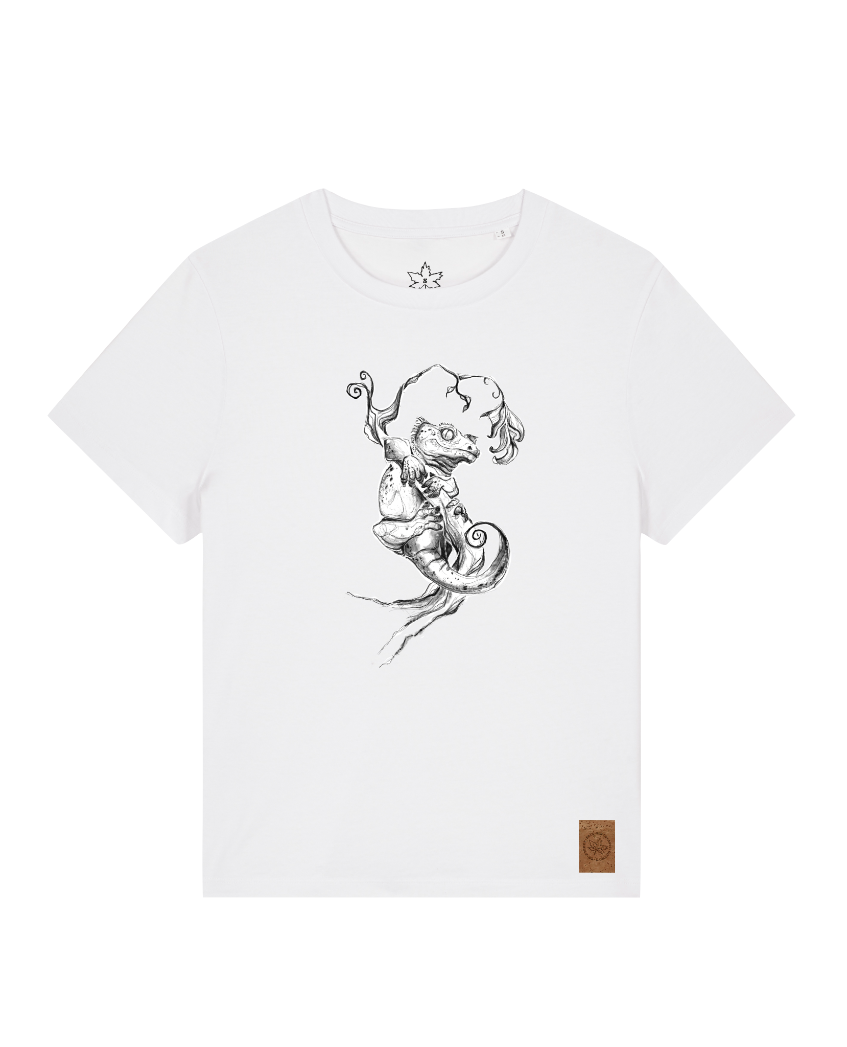bio-female-medium fit-tshirt-gecko-sttw172-weiß-front