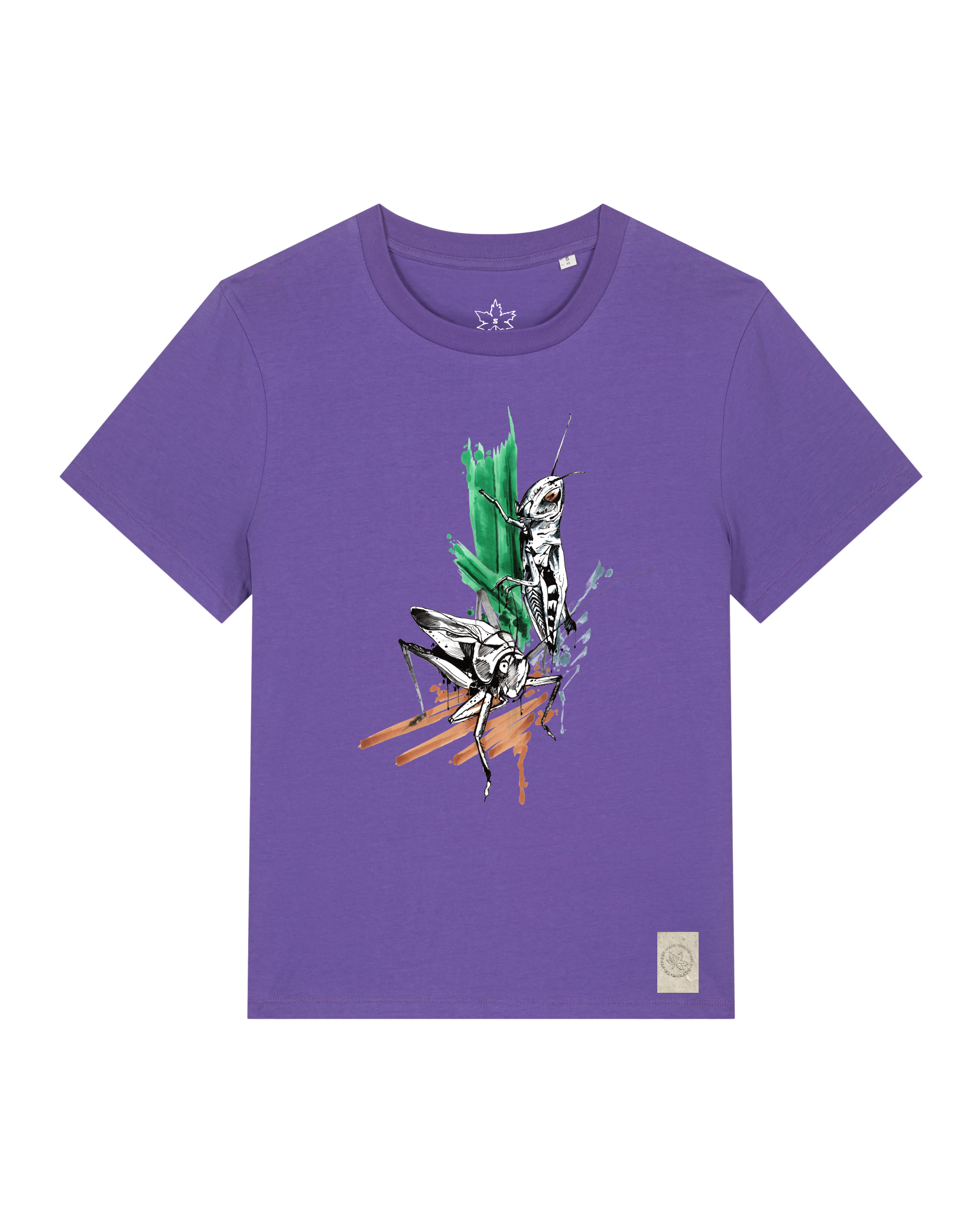 bio-female-medium fit-tshirt-grassland population-sttw172-blaukraut-front