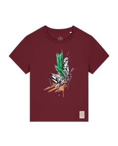 bio-female-medium fit-tshirt-grassland population-sttw172-burgunder rot-front