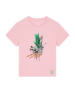 bio-female-medium fit-tshirt-grassland population-sttw172-flamingo-front