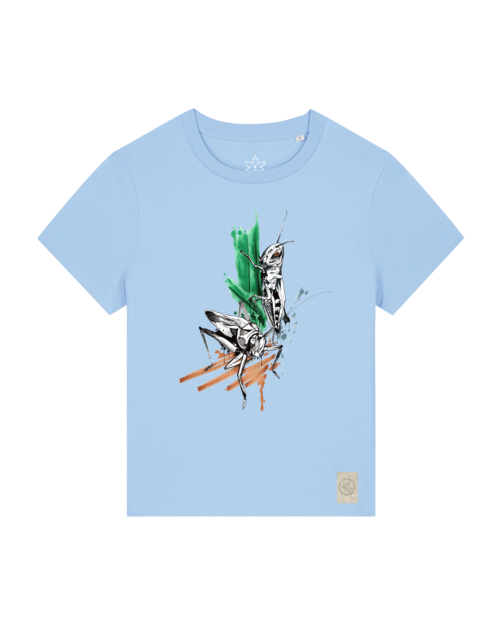 bio-female-medium fit-tshirt-grassland population-sttw172-lagune-front