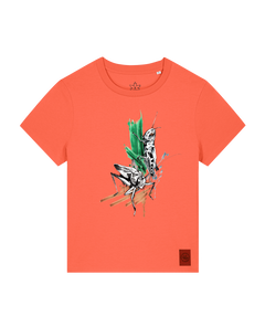 bio-female-medium fit-tshirt-grassland population-sttw172-mandarine-front