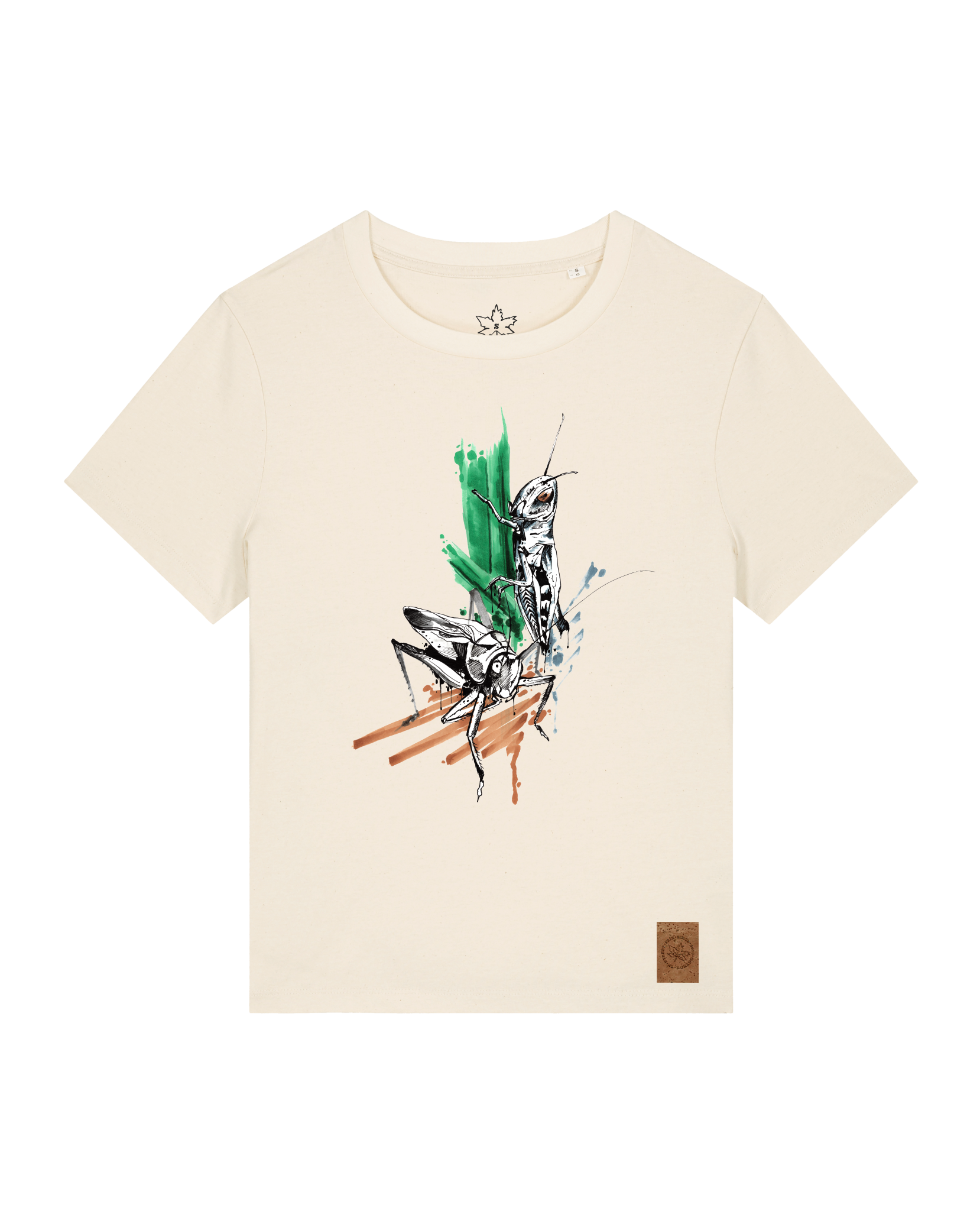bio-female-medium fit-tshirt-grassland population-sttw172-natur-front